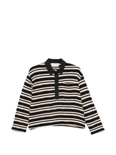 Song For The Mute Nomas Stiped Knit Polo In Black