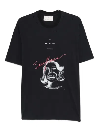 Song For The Mute Sunflower Oversized Tee T-shirt In Black