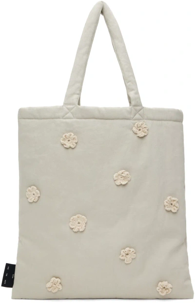 Song For The Mute Taupe Daisy Tote In Bone