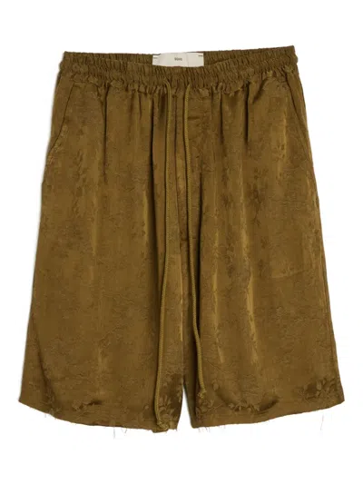 Song For The Mute Textured Lace-effect Shorts In Green