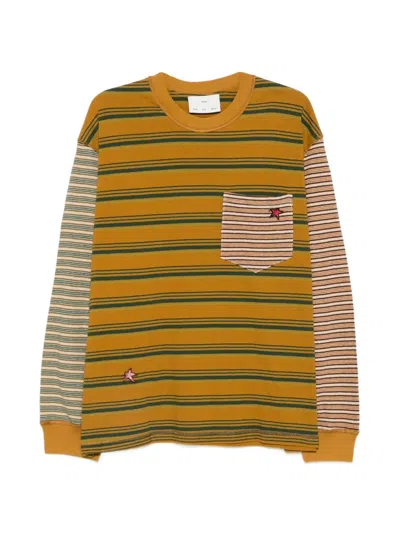 Song For The Mute Tictac Striped Sweatshirt In Gold