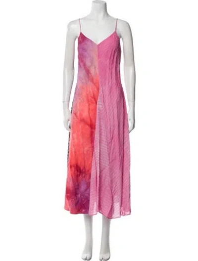 Pre-owned Song For The Mute Tie-dye Print Long Dress In Pink