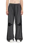 Song For The Mute S Washed Black Applique Relaxed-fit Cotton-jersey Jogging Bottoms In Gray