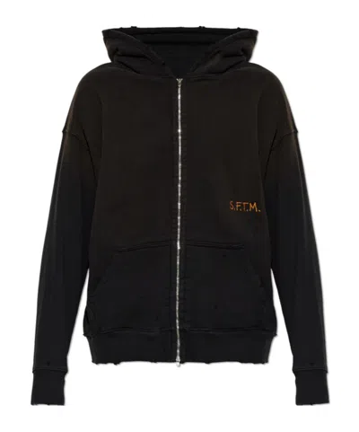 Song For The Mute Graphic-print Zip-up Hoodie In Black