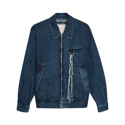 Pre-owned Song For The Mute Washed Denim Coach Jacket 'indigo' | Blue | Men's Size 48