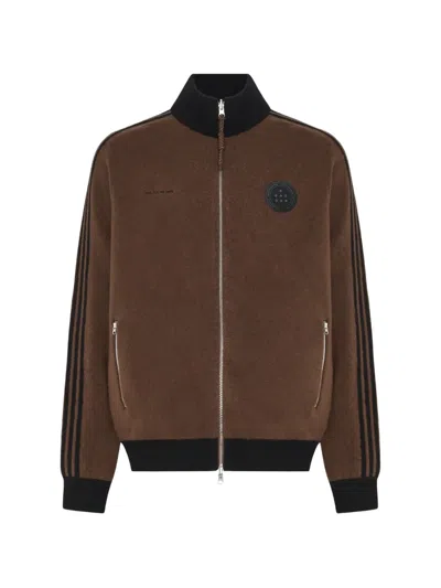 Song For The Mute X Adidas Adi008 Logo-patch Zip-up Jacket In Brown
