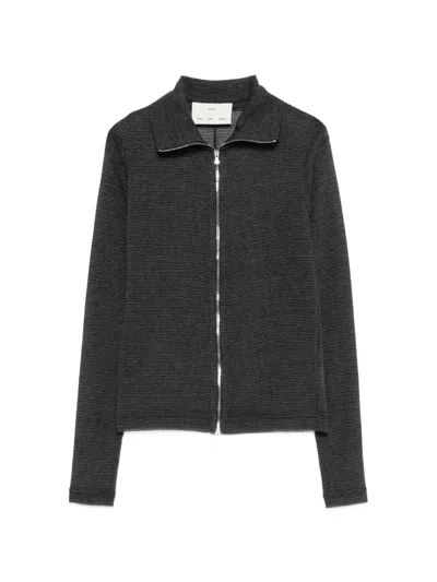 Song For The Mute Zip Knitted Sweater In Gray