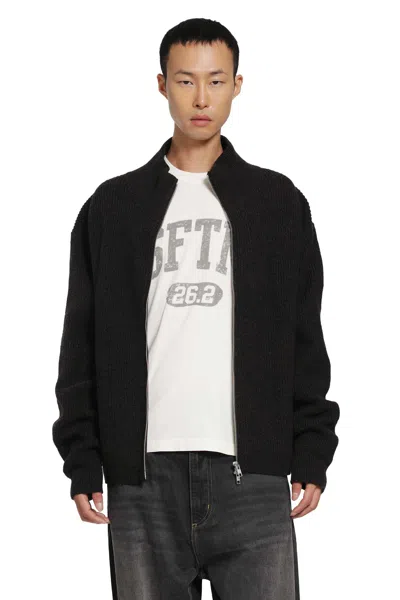 Song For The Mute Zip Up Funnel Cardigan In Brown