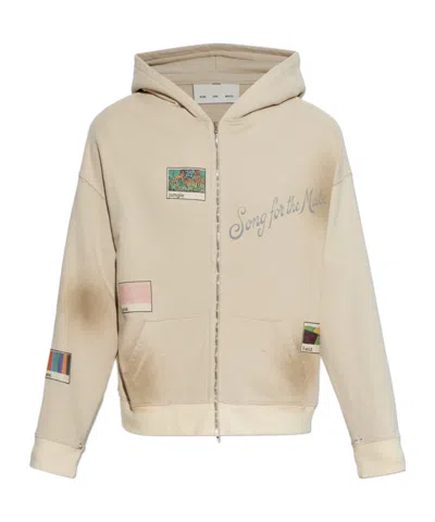 Song For The Mute Graphic-print Zip-up Hoodie In Neutral