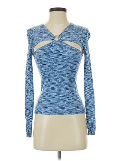 Pre-owned Song Of Style Long Sleeve Top Blue Keyhole Neckline Tops
