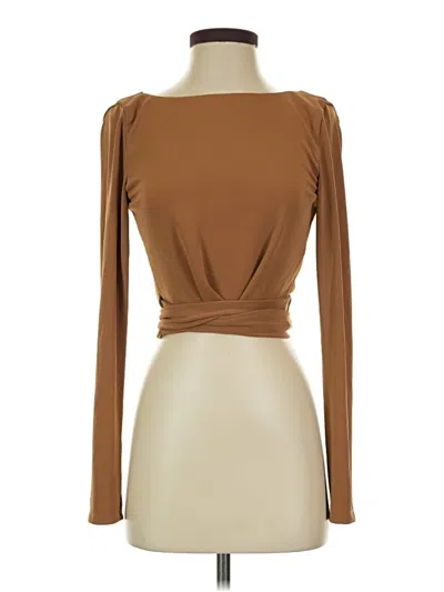 Pre-owned Song Of Style Long Sleeve Top Brown Boatneck Tops