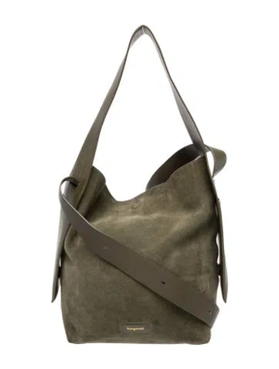 Pre-owned Songmont Suede Drippy Medium In Green