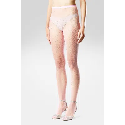Songs Of Siren Women's Crystals Fishnet Tights Powder Pink