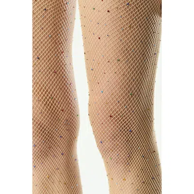 Songs Of Siren Women's Neutrals Crystals Fishnet Tights Tan Tide In Brown