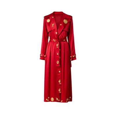 Songs Of Siren Women's The Red Oracle Silk Trenchcoat