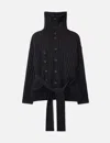 Songzio Asymmetric High Neck Knit Coat In Black
