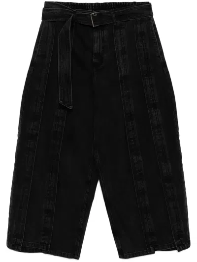 Songzio Asymmetric Vertical Jeans In Black