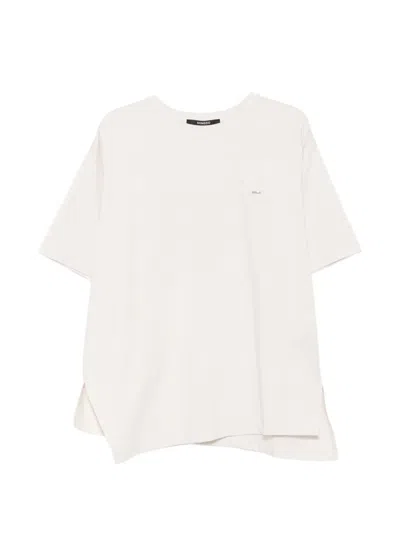 Songzio Asymmetric-hem Side-slit T-shirt In Neutral