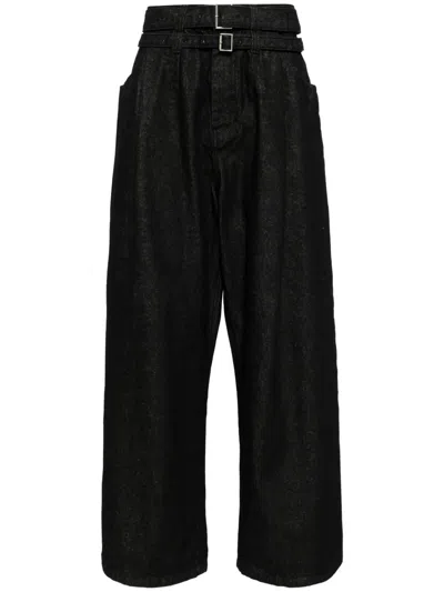 Songzio Belted Cotton Jeans In Black