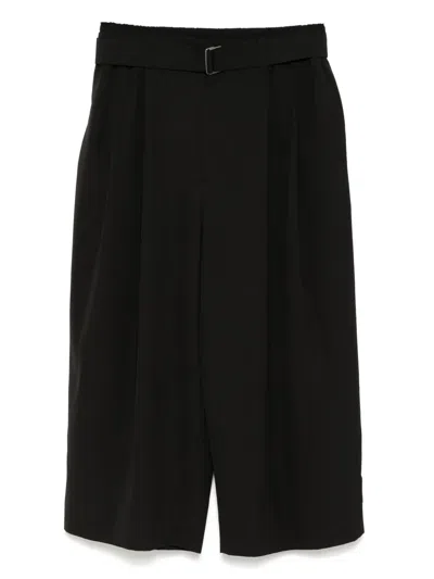 Songzio Belted Crop Wide Pants In Black