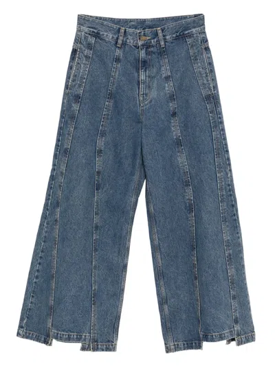 Songzio Bias Cut-out Jeans In Blue
