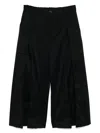 Songzio Box Pleats Crop Wide Pants In Black
