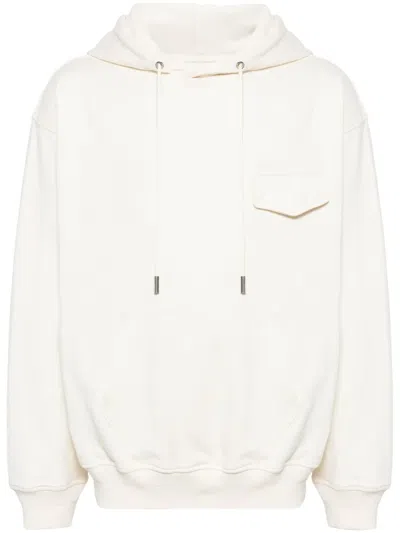 Songzio Brush Strokes Graphic-print Cotton Hoodie In Neutrals