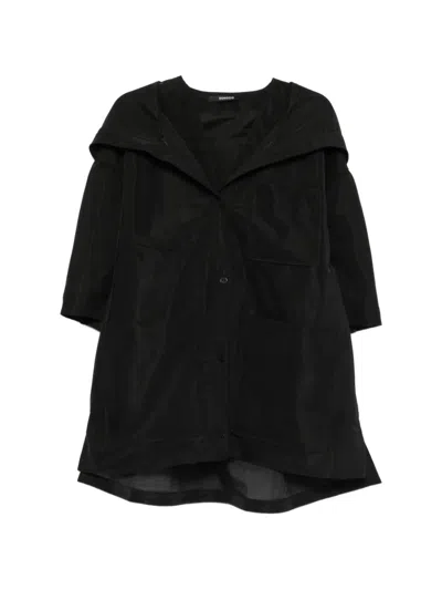 Songzio Button-up Hooded Jacket In Black
