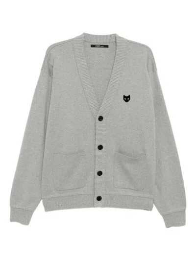 Songzio Cat-embroidered Cardigan In Gray