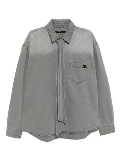 Songzio Cat-embroidered Denim Shirt In Multi