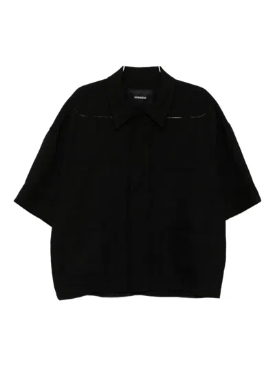 Songzio Cocoon Web Collar Half Shirt In Black