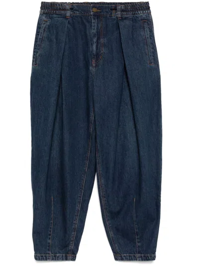 Songzio Cross-tuck Tapered Jeans In Blue