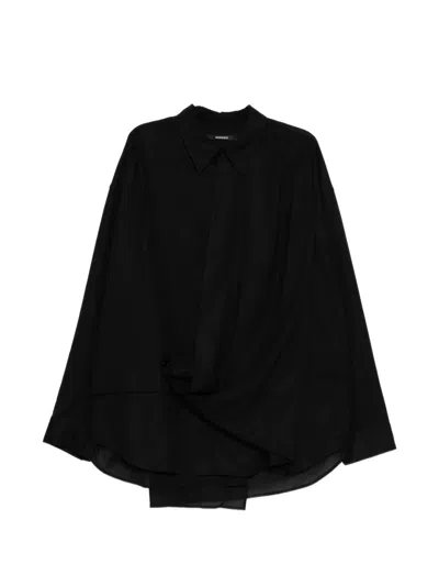 Songzio Draped Layered-detail Shirt In Animal Print
