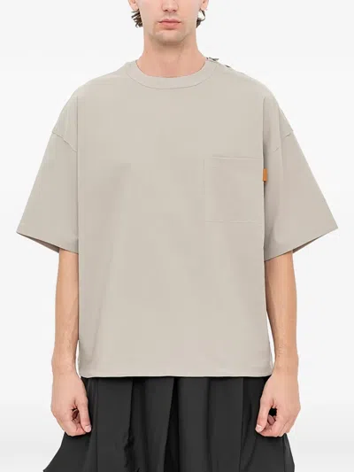 Songzio Embroidered Polyptych Woven T-shirt In Neutral