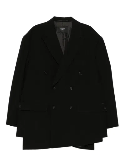 Songzio Exaggerated Double-breasted Blazer In Black