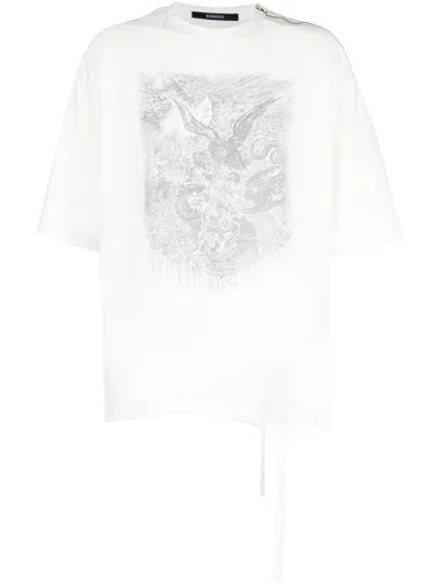 Songzio Ghost Inferno Tulle-overlay T-shirt In White