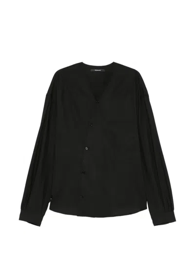 Songzio Hanbok Asymmetric-fastening Shirt In Black