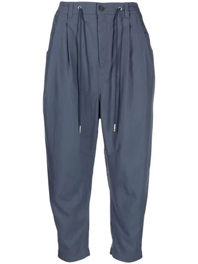 Songzio High-waisted Cropped Carrot Trousers In Blue