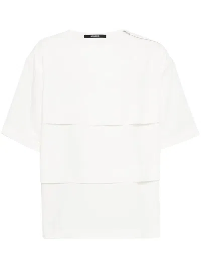 Songzio Layered Drop-shoulder T-shirt In White