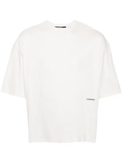 Songzio Logo-embroidered Panel-detail T-shirt In White