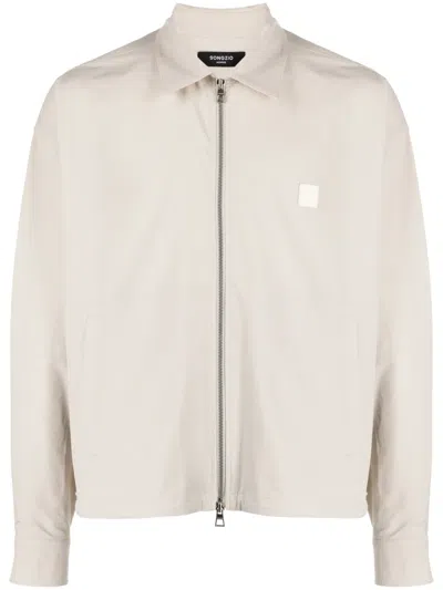 Songzio Logo-patch Zip-up Shirt Jacket In Brown