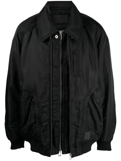 Songzio Meta Ma-1 Detachable-collar Jacket In Black