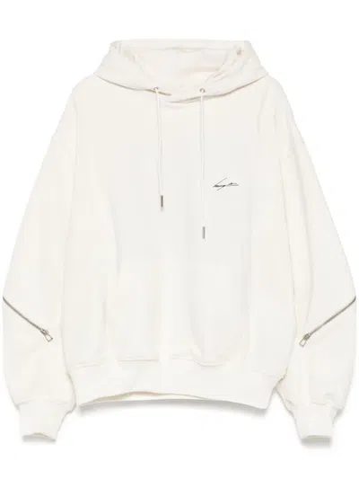 Songzio Mirrored Youth Embroidered Hoodie In White