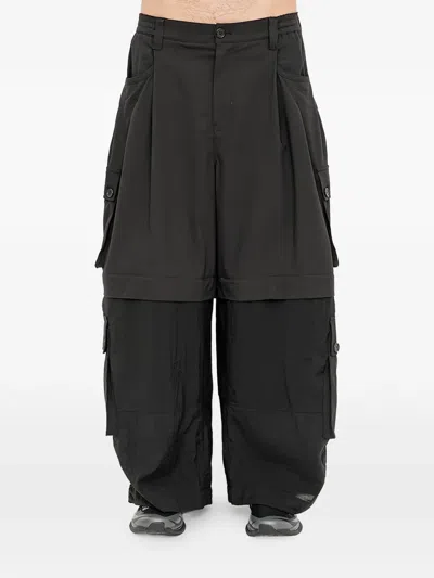 Songzio Multi-pocket Layered Cargo Pants In Black