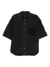 Songzio Open Collar Denim Half Shirt In Black