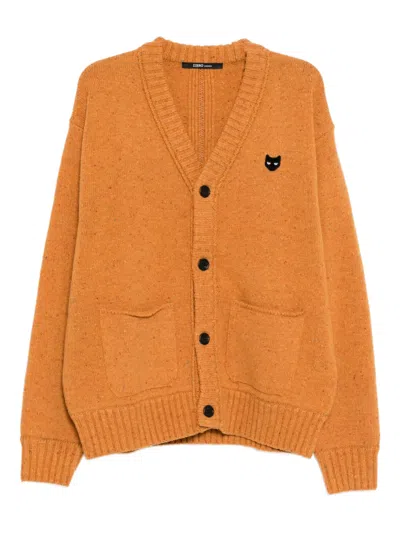 Songzio Panther-embroidered Cardigan In Brown