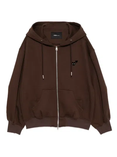 Songzio Panther-embroidered Hoodie In Brown