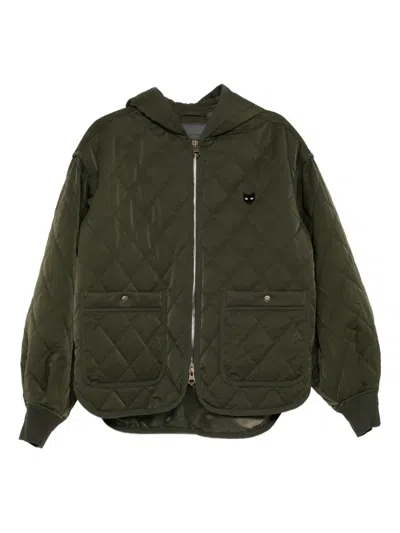 Songzio Panther-embroidered Quilted Jacket In Green