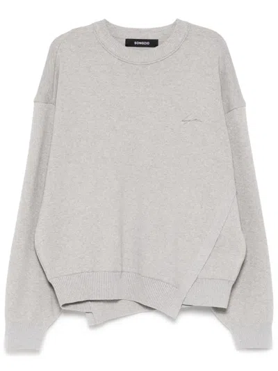 Songzio Poetry Embroidered Asymmetric Jumper In Grey