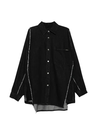 Songzio Polyptych Embroidered Denim Shirt In Black